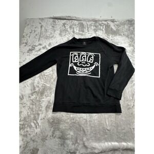 Forever 21 x Keith Haring Sweatshirt Women's Size Medium Black 3 Eye Long Sleeve